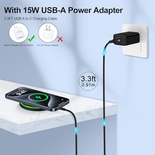 Pixel 9 Pro XL Fast Wireless Charging Pad – 15 W Charger Station for Google Pixel 9, 9 Pro, Fold 9 Pro, 8 Pro, 7 Pro, and Compatible Devices – Includes QC3.0 Adapter for Galaxy S25 Ultra, S24 Ultra, S23, S22 – Compact Design with Safety Features and LED Indicator for Effortless Charging