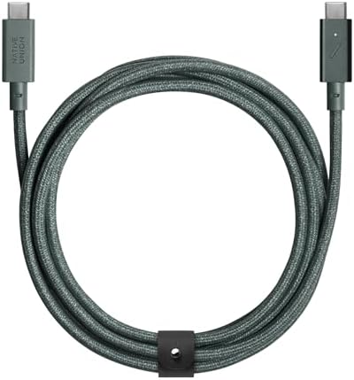 Native Union Type-C Belt Cable Pro – 8 ft Durable USB-C to USB-C Charging Cable with Leather Strap for i Phone 16, Mac Book Pro M2 – 240 W Fast Charge & Data Transfer Solution, Enhanced Resilience for Home & Office Use