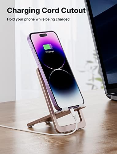 JSAUX Cell Phone Stand [2-Pack] Foldable Aluminum Adjustable Phone Holder for Desk Portable Travel Holder Office Desk Accessories Compatible with iPhone 15 14 13 12 11 Pro Max X Samsung S24 S23 Grey – Enhanced Compatibility and Speed