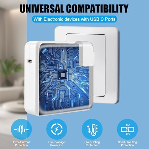 Experience lightning-fast charging with the 96 W USB-C Power Adapter for Mac Book Pro – includes a premium 10 FT cable for unmatched convenience. Optimized for Mac Book Pro and Air models from 2016 to 2024, this high-efficiency charger delivers rapid power to your devices, including i Pad Pro and USB-C smartphones. Featuring advanced Power Delivery (PD) technology, it intelligently adjusts to charge at full capacity, outperforming 61 W and 87 W alternatives. Achieve an impressive 50% charge on your Mac Book Pro 14-inch in just 30 minutes, and completely recharge your 16-inch model in only 1 hour and 35 minutes. Its robust 3 M cable ensures flexibility and durability, while multiple safety features protect your devices from over-current and voltage spikes. Ideal for professionals and on-the-go users, this charger is compatible with a wide range of USB-C devices, making it your ultimate charging solution. Elevate your productivity with this powerful, reliable, and versatile charging system.