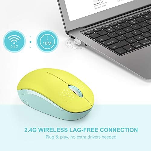 Light Blue Wireless Mouse – Ultra-Quiet 2.4 GHz Noiseless Computer Mouse with USB Receiver for Seamless Windows Experience – Portable, Ergonomic Design for Home, Office, or Travel