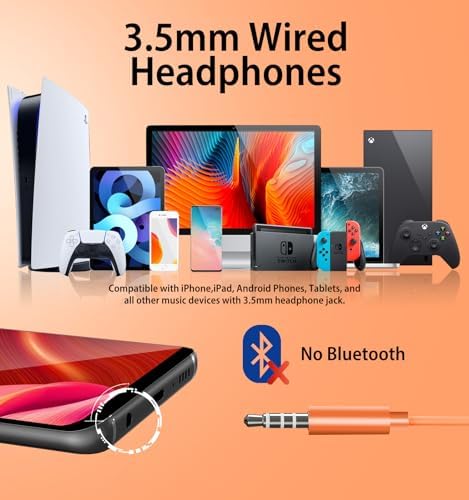 Premium Wired Earbuds with Microphone – Hi-Fi Stereo In-Ear Headphones for Powerful Bass & Crystal Clear Audio – Compatible with i Phone, Android & Most 3.5 mm Devices (Blue) – Ergonomically Designed for Comfort and Enhanced Daily Listening Experience