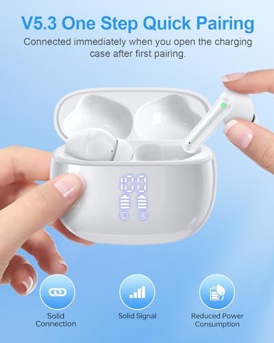 Elevate Your Audio Experience with Navy Blue Bluetooth Deep Bass Earbuds – 40 Hours Playtime, IPX7 Waterproof, LED Battery Indicator & Comfortable In-Ear Design for i Phone, Android, Tablets & Laptops – Ideal for Active Lifestyles and Extended Listening Sessions