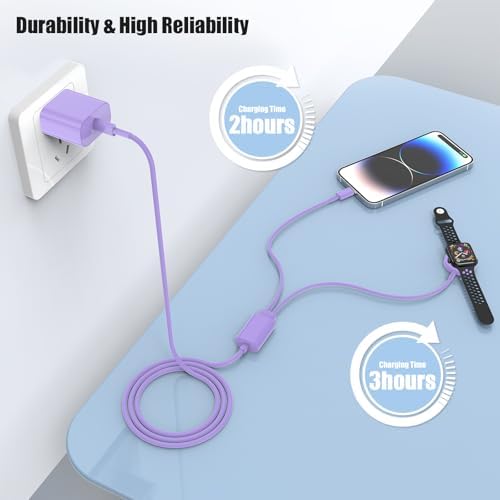 Revolutionary 2-in-1 USB C Magnetic Charger for Apple Devices – MFi Certified 20 W Fast Charge Cable with 6-ft Flexibility for Ultimate Convenience – Perfect Compatibility with Apple Watch Series 8/7/SE/6/5/4/3/2/1 and i Phone 14/13/12/11/XS – Your Premium Solution for Rapid Power Delivery on the Go