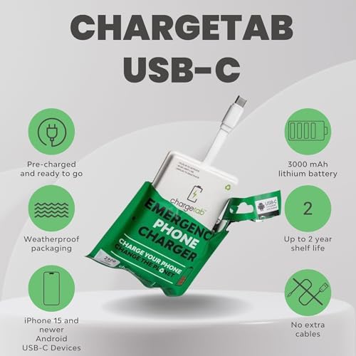 Emergency USB-C Power Bank 3000 m Ah – Ultra-Slim and Lightweight Portable Charger, Pre-Charged for Immediate Use, Compatible with i Phone 15/16 & Android Devices, 10-Pack for Ultimate Convenience and Versatility in Power Solutions