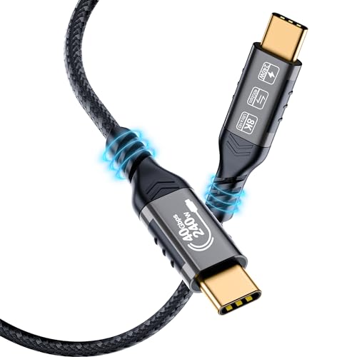 Transform Your Device Connectivity with Our 5 ft USB4 Cable – Unmatched 40 Gbps Data Transfer Speeds, 240 W Power Delivery for Rapid Charging, 8 K Video Output Support, and Full Thunderbolt 4/3 Compatibility for Enhanced Versatility and Durability