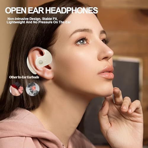 Experience Next-Level Awareness with GGSTOPWATER Open Ear Bluetooth 5.4 Earbuds – Ultra-Lightweight, IPX5 Waterproof Sports Headphones Featuring Ergonomic Earhooks and Built-In Microphone for Optimal Comfort and 48-Hour Playtime, Ideal for Running, Workouts, and Daily Commutes (Black)