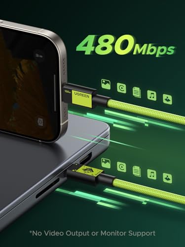 UGREEN 10 FT USB C to USB C Cable – 100 W Ultra-Fast Charging Solution for i Phone 16, Mac Book Pro, Galaxy S24 & More – Durable Nylon Braided Design with 480 Mbps Data Transfer – Essential Tech Accessory for Home, Office & Travel