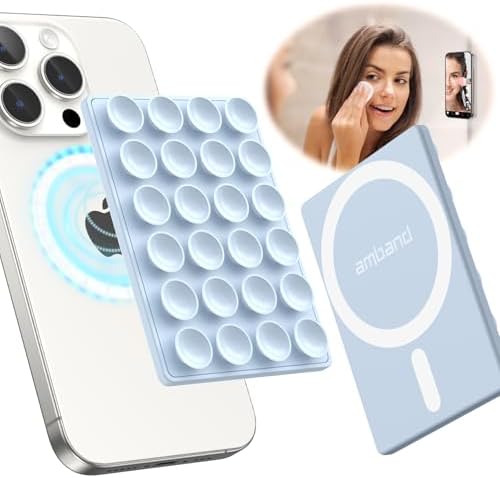 Mag Safe Sticky Octo Suction Buddy Phone Mount – Versatile Hands-Free Magnetic Phone Grip for i Phone | Trendy White Design with Adapter Ring | Unmatched Stability & Convenience for Active Lifestyles | Ideal Gift for Moms and Women Enthusiasts