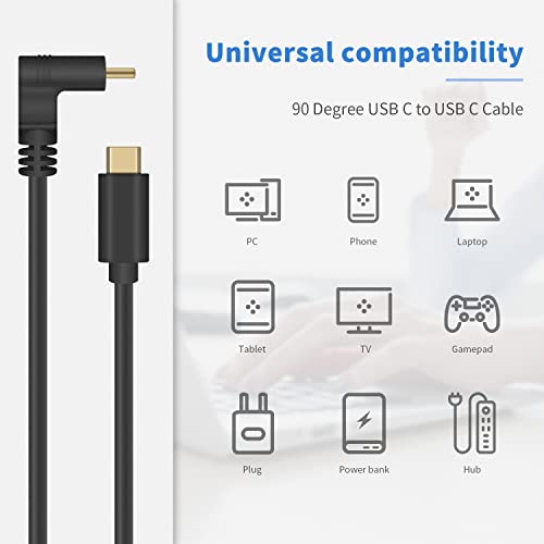 High-Performance Poyiccot 1 ft Short USB C to USB C Cable – 240 W Rapid Charging & 40 Gbps Thunderbolt 4 Data Transfer – Right Angle Design for Enhanced Space Efficiency & 8 K@60 Hz Video Compatibility – Ideal for i Phone, Mac Book, and Surface Pro Users