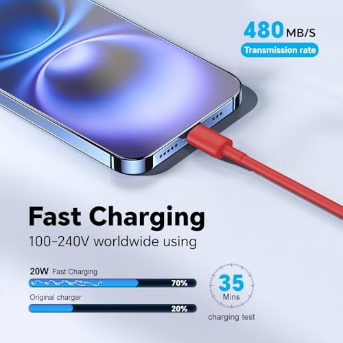 Ultimate 10 Ft USB-C Fast Charging Cable for i Phone 16 & 15 – 3-Pack High-Speed 60 W Cords for i Pad Pro, Mac Book Air, and Samsung Devices – Versatile Charging Solution in Red, Green, Pink for Maximum Compatibility and Convenience