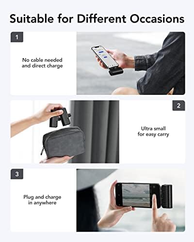 VRURC Mini Portable Charger Duo – Compact 3500 m Ah Power Bank Set with Built-in Cable for i Phone 14/13/12/11/X/8/7/Pro/Max & Air Pods Pro – Lightweight, Sleek Black Design for Effortless On-the-Go Charging & Enhanced Compatibility