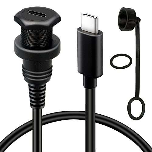 BATIGE USB C 3.1 Flush Mount Extension Cable for Vehicles – 3 ft Male to Female Panel Connector for Seamless Dashboard Integration, High-Speed Charging & Data Transfer, Ideal for Cars, Trucks, Boats & Motorcycles