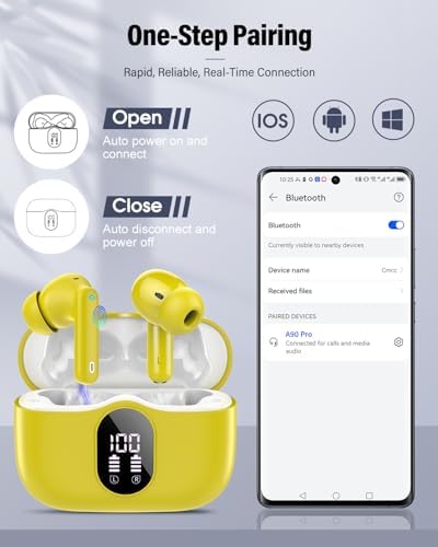 Elevate Your Audio Experience with Rose Gold Wireless Earbuds – Bluetooth 5.4 Connectivity, IP7 Waterproof Protection, and 36-Hour Playtime – Perfect for Active Lifestyles, Sports, and Seamless Communication – Stylish Comfort and Superior Noise-Cancellation for Uninterrupted Listening