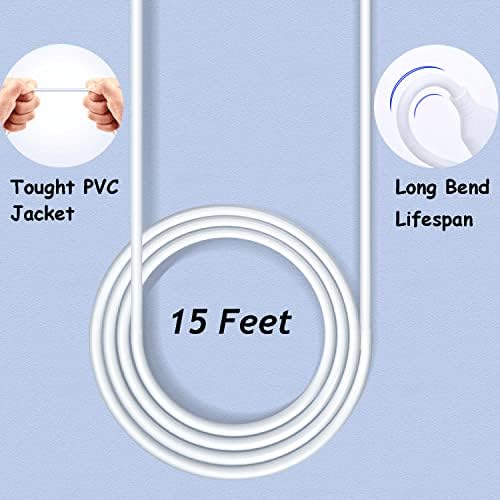Costyle USB Extension Cable 15 ft – 2 Pack, Premium USB 2.0 A Male to A Female Extension Cord for Enhanced Device Connectivity, Ideal for Mouse, Keyboard, Camera, Printer – Sleek White Design for Modern Workspaces and Home Entertainment
