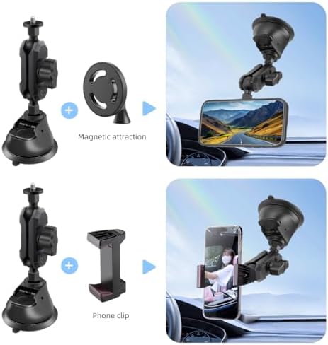 Revolutionary Magnetic Aluminum Car Phone Holder with 360° Rotation – Universal Suction Cup Mount for i Phone, Huawei & Android Devices – Secure, Hands-Free Convenience for Smooth Surfaces & Windshields – Elevate Your Driving Experience with Enhanced Compatibility and Sleek Design