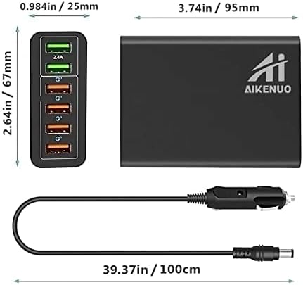 High-Power 96 W Multi-Port USB Car Charger with 4 Quick Charge 3.0 Ports – Rapid Charging Solution for Smartphones and Tablets in 12 V-24 V Vehicles – Smart Compatibility & Advanced Safety Features for Effortless On-the-Road Power Management
