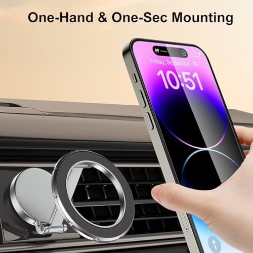 for MagSafe Car Mount, 360° Rotation Phone Holder for Car, Universal Dash Car Mount, All-Metal Magnetic Phone Mount for Car Fit for iPhone 15 14 13 12 Pro Max Plus Mini MagSafe Cases – Enhanced Compatibility and Speed