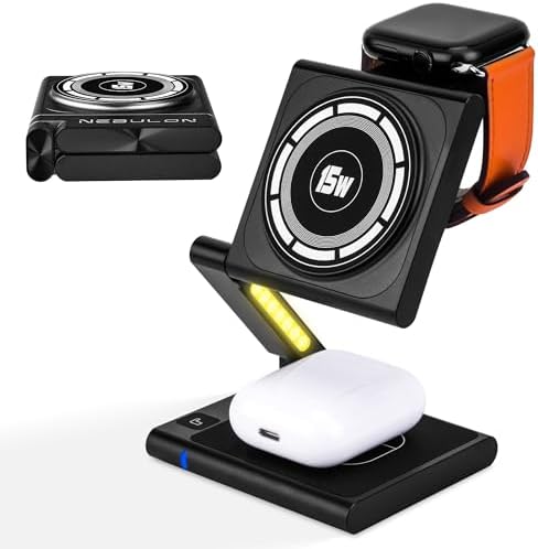 Ultra-Fast Foldable Wireless Charging Station for Apple Devices – 4-in-1 Multi-Device Charger with Mag Safe Compatibility, Lightweight Aluminum Alloy Design, Ideal for Travel & Home Use, Includes Built-in Charging Indicator for Enhanced Convenience and Style