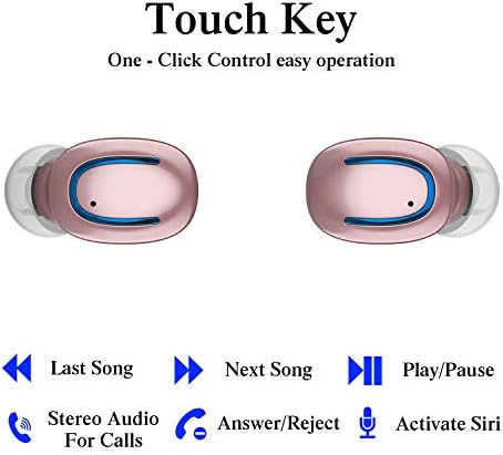 Sleek Rose Gold Mini Wireless Earbuds – Bluetooth 5.0 TWS Headphones with IPX7 Waterproof Rating, Hi-Fi Stereo Sound & Compact Charging Case for Seamless Audio on i Phone, Samsung & Android Devices – Perfect for Sports & Daily Use