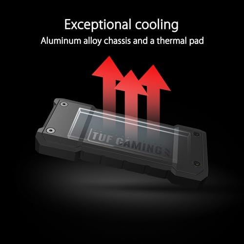 ASUS TUF Gaming A1 External M.2 NVMe SATA PCIe SSD Enclosure – Ultra-Fast USB-C Storage Solution with M.2 Q-Latch, IP68 Waterproof & Dustproof Design, Perfect for PS5 and Xbox Gamers, Enhanced Drop Resistance, Sleek Black Finish for Optimal Performance and Reliability