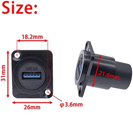 PENGLIN USB 3.0 Waterproof Socket Coupler – 2 PCS D-Type Panel Mount Female-to-Female Connector for High-Speed Data Extension, Solderless Installation, Ideal for Outdoor Use and Industrial Applications, Durable and Reliable Signal Adapter