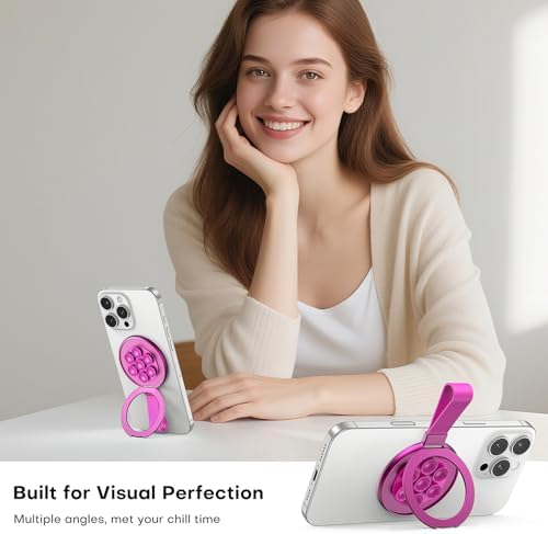 Universal Magnetic Suction Phone Grip by TAURI – 360° Rotating Hands-Free Holder for i Phone 16 Pro Max, i Phone 15, Android & Samsung S25 – Durable Silicone Design for Secure Grip and Enhanced Usability, Perfect for Multitasking and Easy Transport