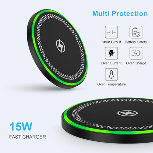 Samsung S25 Fast Wireless Charging Pad – Ultra-Fast Power Station for Galaxy S Series & i Phone 16/15/14 – QC 3.0 Compatible Charger with Smart Overheat Protection – Sleek Desk & Bedside Design for Effortless Charging