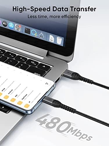 Compact USB C Cable Duo – 0.5 FT Braided Fast Charging Cables for Seamless Data Transfer | 3 A Power & 480 Mbps Speed | Ultimate Compatibility for Mac Book Air, Galaxy S22 Ultra, Stylus Pen, and More | Durable Design | Ideal for On-the-Go Connectivity