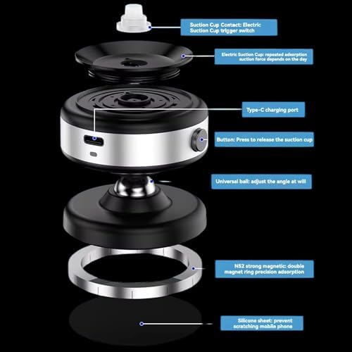 Revolutionary 360° Magnetic Phone Mount with Electric Vacuum Suction – Versatile Hands-Free Holder for Car, Gym, and Home Use, Seamlessly Compatible with Mag Safe i Phones and Various Smartphones, Ensures Ultimate Stability and Convenience for All Smooth Surfaces