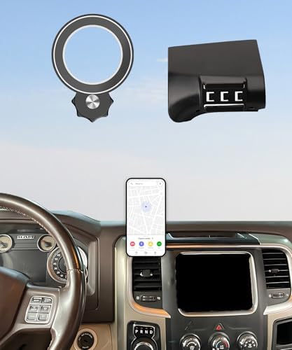 Magnetism Dodge Ram 1500/2500/3500 Phone Holder – Mag-Safe Compatible Hands-Free Car Mount with 360-Degree Rotation for Optimal Viewing – Adjustable Magnetic Cell Phone Accessory Preserving Air Vent Functionality for Safe Driving and Navigation