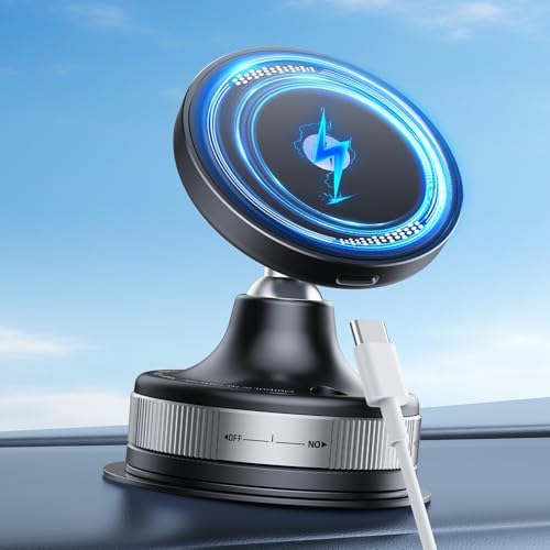 Qi2 Wireless Car Charger for i Phone 16 Pro Max – 15 W Magnetic Fast Charging Mount with 360-Degree Rotation for Ultimate Dashboard & Windshield Adaptability – Sleek, Ergonomic Design Enhancing Your Driving Comfort