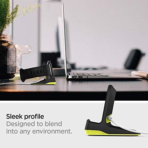 Spigen S350 Apple Watch Charger Stand – Durable TPU Dock with Non-Slip Base for Enhanced Stability and Fast Charging – Compatible with Ultra 2/1, Series 10, SE2, and More – Optimal Charging Solution for All Apple Watch Sizes – Sleek Design for Desk or Nightstand Use