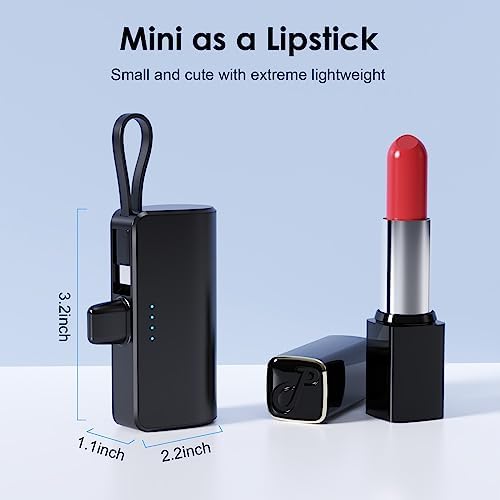 Ultra-Compact 5200 m Ah Power Bank with Built-in USB-C Cable – High-Speed Mini Charger for i Phone 15/14/13/12/XR/8/7/6 & Android Devices – Perfect On-the-Go Backup Solution for Busy Lifestyles with LED Battery Indicator and Enhanced Compatibility