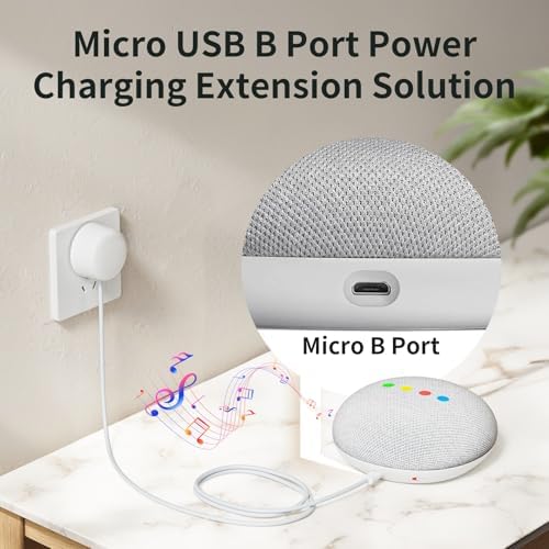 High-Performance 5 FT Micro B Power Supply Cable for Google Home Mini (1 st Gen) – Premium AC Charger in Elegant White for Enhanced Smart Device Efficiency – Tailored for Seamless Operation with Google Home Mini – Not Compatible with Google Home, Nest, or Google Mesh Systems – Reliable and Durable Charging Solution for Consistent Smart Home Functionality – Flexible Length for Optimal Speaker Placement – Ideal Replacement Power Adapter for Uninterrupted Performance and Maximum Convenience