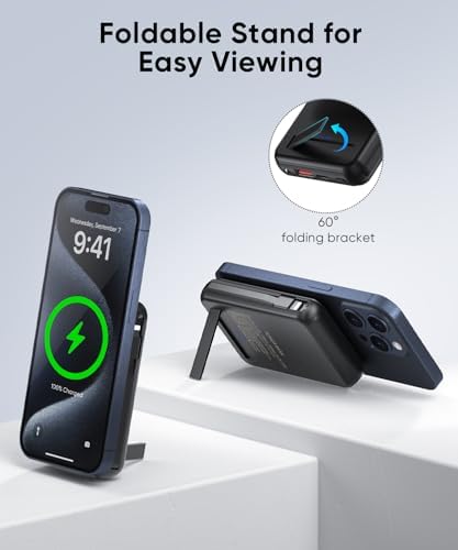 Ultra-Fast Magnetic Power Bank 12000 m Ah for Mag Safe Devices – Wireless Charger with Built-In Cables for i Phone 16 Series, 22.5 W Rapid Charging for On-the-Go Convenience and Seamless Compatibility with i Phone 15/14/13/12 Models – Sleek, Durable Design for Effortless Power Solutions