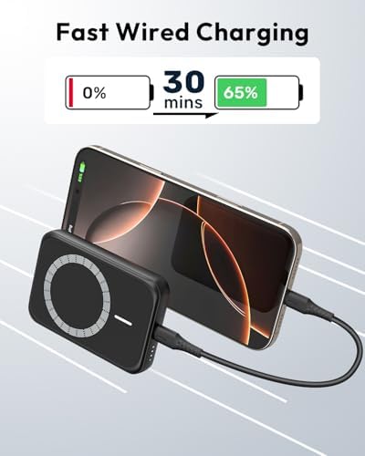 Sleek Pink Magnetic Power Bank for i Phone – 10000 m Ah with 15 W Wireless Charging & 20 W USB-C Fast Charge – Ultimate Portability for i Phone 16/15/14/13/12 Series – Effortless One-Handed Operation for Travel Enthusiasts and Daily Adventurers – Strong 10 N Magnetic Force for Secure Attachment – Perfect for On-the-Go Charging