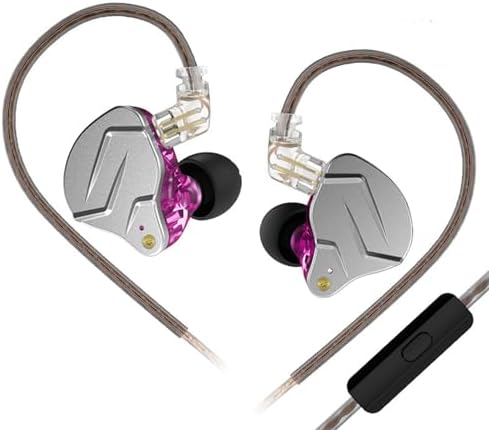 KZ ZSN Pro Hybrid In-Ear Headphones – Premium 1 BA & 1 DD Gaming Earbuds with Detachable 3.5 mm Cable for Crystal-Clear Sound and Ergonomic Comfort – Stylish Purple Finish, Enhanced Device Compatibility for Gamers and Audiophiles