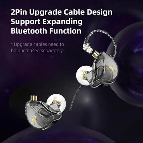 Transform Your Listening Journey with QKZ ZXT Hi-Fi In-Ear Monitors – Pro-Grade Gaming Earbuds with Detachable Cable for Musicians and Gamers – Experience Unmatched Audio Clarity, Versatile Device Compatibility, and Fashion-Forward Transparent Design for All-Day Comfort