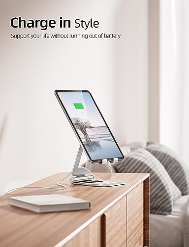 Nulaxy Aluminum Dual Foldable i Pad Stand – Versatile Adjustable Tablet Holder for Enhanced Workspace Comfort, Sleek Rose Gold Finish, Universal Compatibility with i Pad Pro/Air/Mini & i Phone Pro/Max/Plus, Portable and Durable Design for Effortless Mobility and Ergonomic Support