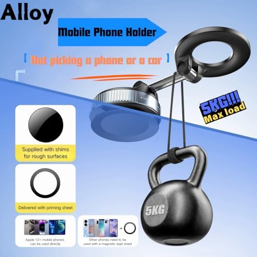 N55 360°Vacuum Magnetic Car Phone Holder Mount,Strong Magnet&Suction Magnetic Phone Holder,66LBS Hands-Free Vacuum Car Mount,Al Alloy Super Cell Phone Stand for All Smartphones/Smooth Surface – Enhanced Compatibility and Speed