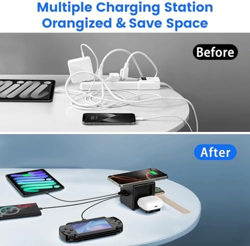 Ultimate 3-in-1 Wireless Charging Station for Apple Devices – Fast Charge Your i Phone 16/15/14/13/12, Air Pods Pro 2, and Apple Watch Series 9/8/7 with Multi-USB Ports for i Pads and Tablets – Compact Design for Streamlined Charging Solutions – Enhanced Compatibility and Speed for All Your Essential Gadgets