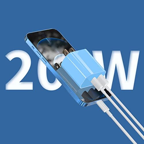Dual Port USB C Charger Block – 20 W Fast Charging Power Adapter for i Phone 16/15/14/13/12/11 Pro/Max & Galaxy S24/S23/Note 20 – Compact and Stylish Blue Design for Efficient Travel Charging – Universal Compatibility with Pixel 9/8/7/6 – Optimal Power Delivery for Rapid Device Charging