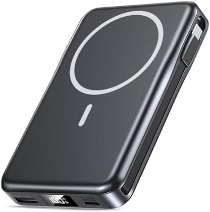 Magnetic 10000 m Ah Portable Power Bank with Built-in Cable – 5-in-1 Fast Charger for i Phone 16/15/14/13 Pro/Pro Max & Samsung – Ultimate Compatibility & Quick Charging Solution for On-the-Go Users