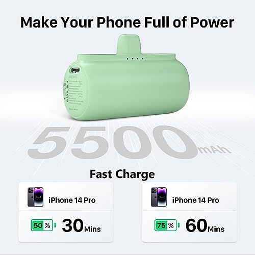 Dual Pack 5500 m Ah Mini Portable Charger for i Phone – Ultra-Compact Power Bank with PD Fast Charging in Stylish Black & Pink – Perfect Travel Accessory for i Phone 14/13/12/11/X/8/7/6 – Enhanced Compatibility & Convenience for On-the-Go Power