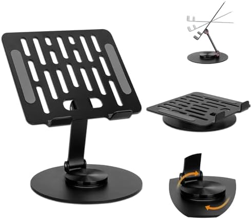 Versatile Adjustable Metal Tablet Stand – Foldable Height-Adjustable Holder for Tablets Up to 12 Inches, Perfect for i Pads and More – Sleek Black Finish for Ultimate Style and Stability in Any Workspace