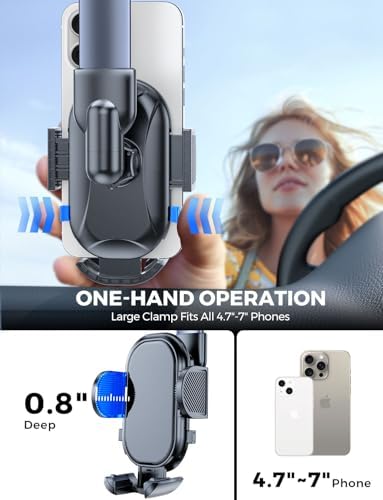 Elevate Your Driving Safety with the e Samcore Adjustable Rear View Mirror Phone Holder – Perfect Car Mount for i Phone 15, 14, 13, 12 & 4.7″-7″ Smartphones – 360-Degree Rotation for Optimal Viewing, Durable Design for Everyday Use, Hassle-Free Navigation and Hands-Free Calls