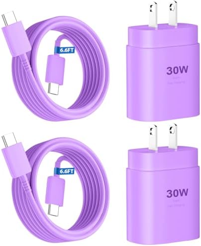 30 W Ultra-Fast USB C Wall Charger with 10 FT Cable in Stylish Purple Gradient | Rapid Charging Solution for Phone 15 Series & S24 Ultra Plus | Compact & Versatile Power Adapter for Modern Devices
