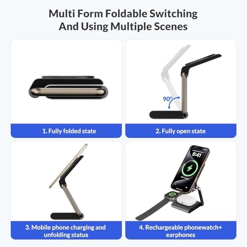 Ultimate 3-in-1 Magnetic Wireless Charging Station for i Phone, Apple Watch & Air Pods – 15 W Fast Charger with Enhanced Compatibility, Portable Design, and Multi-Protection Features for Home, Office, or Travel – Ideal Gift for Tech Enthusiasts and Gadget Lovers