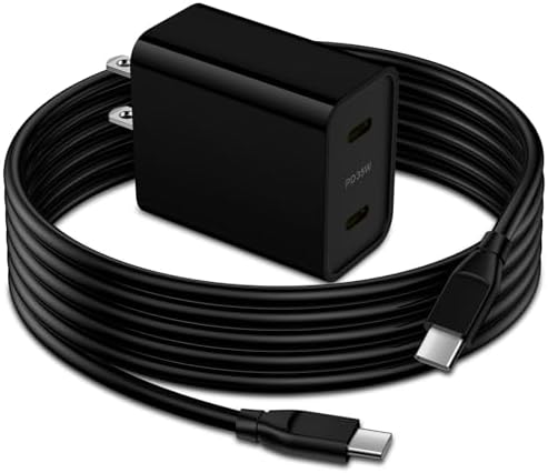 Revolutionize Your Charging Experience with the 35 W Dual Port USB-C Power Adapter – Ultra-Fast Charging for Samsung Galaxy S Series and Google Pixel Devices – Comes with 6 FT Durable USB-C Cable for Enhanced Connectivity – Perfect for Active Lifestyles with Compact Portability – Charge Two Devices at Once with 35 W Total Output for Quick Power Restorations – Essential Accessory for Tech Savvy Users Demanding Efficiency and Reliability – Crafted from Premium Materials for Long-Lasting Durability – Upgrade Your Power Solutions with This Versatile Fast Charger Designed for Maximum Compatibility and Rapid Performance.